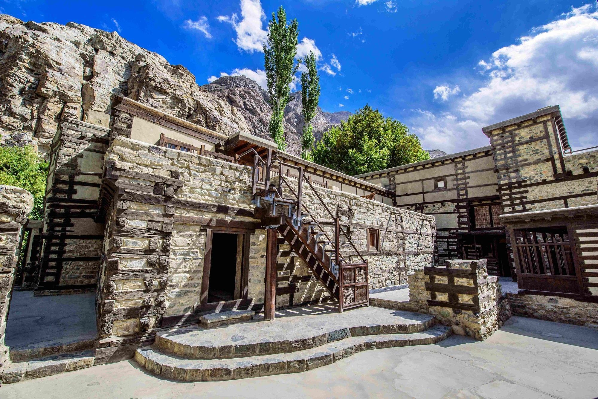 Carved wood balcony detail at Shigar Fort, Skardu Gilgit-Baltistan